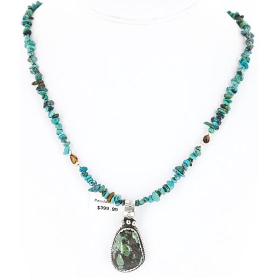 Handmade Certified Authentic Navajo .925 Sterling Silver Turquoise Native American Necklace 371136429324
