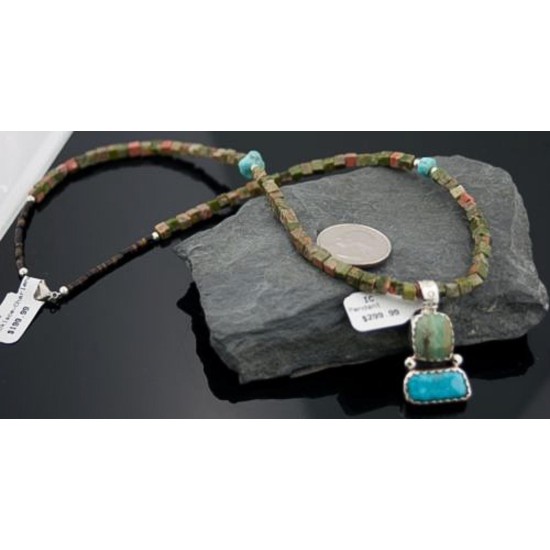 Handmade Certified Authentic Navajo .925 Sterling Silver Turquoise Native American Necklace 390593289479