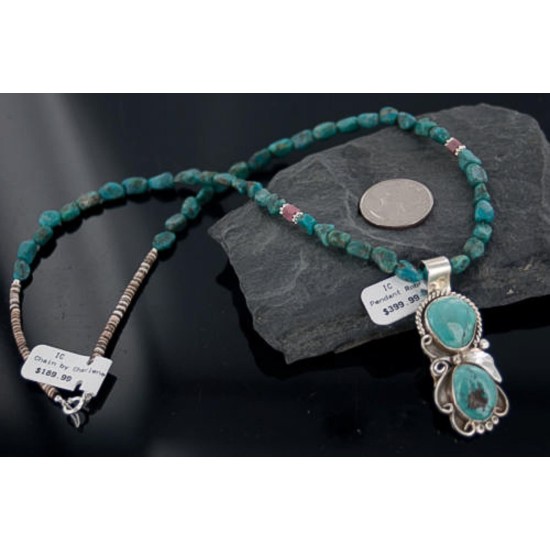 Handmade Certified Authentic Navajo .925 Sterling Silver Turquoise Native American Necklace 390653416620