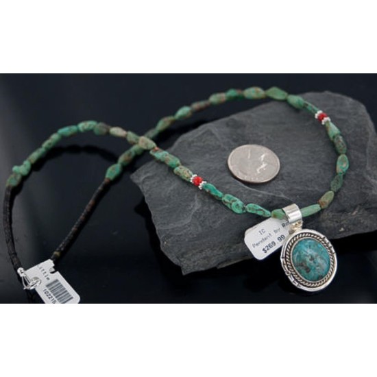 Handmade Certified Authentic Navajo .925 Sterling Silver Turquoise Native American Necklace 390654582187