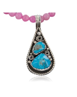 Handmade Certified Authentic Navajo .925 Sterling Silver Turquoise Native American Necklace 390654599448