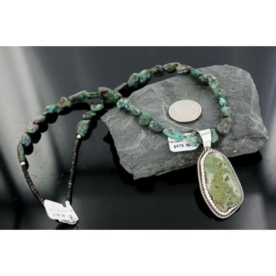 Handmade Certified Authentic Navajo .925 Sterling Silver Turquoise Native American Necklace 390661337433