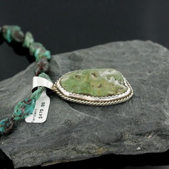 Handmade Certified Authentic Navajo .925 Sterling Silver Turquoise Native American Necklace 390661337433