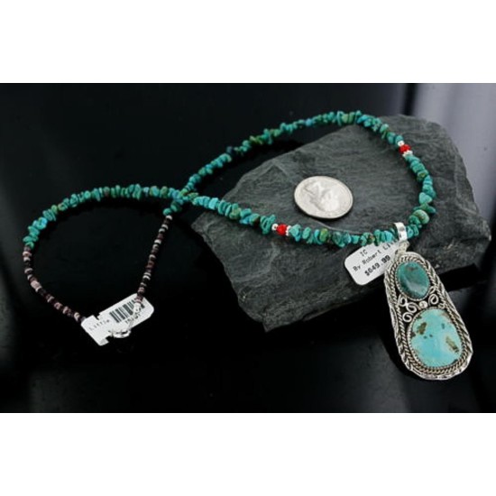 Handmade Certified Authentic Navajo .925 Sterling Silver Turquoise Native American Necklace 390661995864