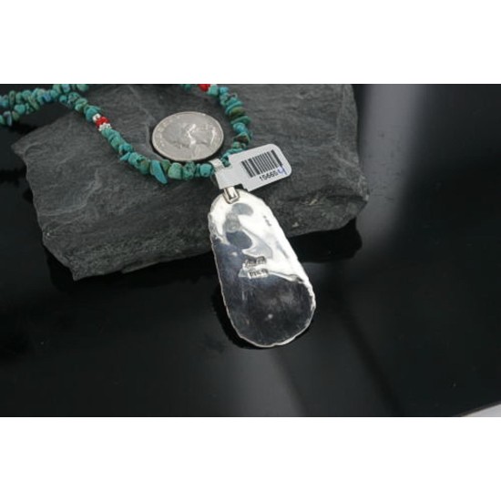Handmade Certified Authentic Navajo .925 Sterling Silver Turquoise Native American Necklace 390661995864