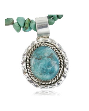 Handmade Certified Authentic Navajo .925 Sterling Silver Turquoise Native American Necklace 390666087324