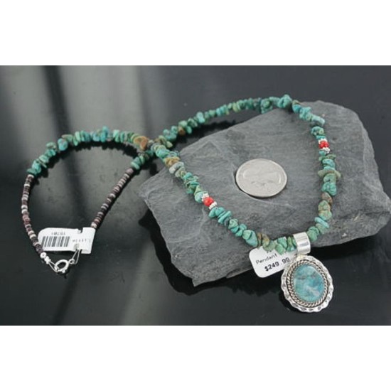 Handmade Certified Authentic Navajo .925 Sterling Silver Turquoise Native American Necklace 390666087324