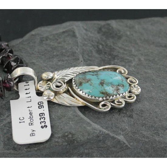 Handmade Certified Authentic Navajo .925 Sterling Silver Turquoise Native American Necklace 390670769019