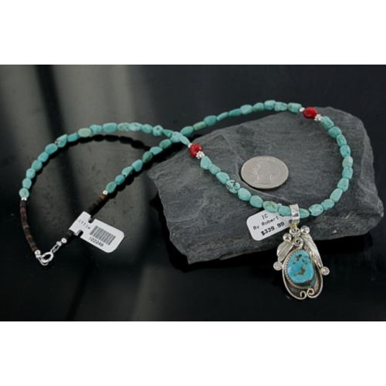 Handmade Certified Authentic Navajo .925 Sterling Silver Turquoise Native American Necklace 390673583619