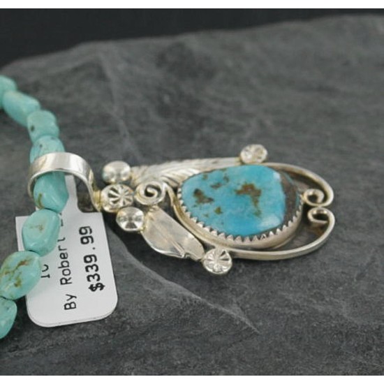 Handmade Certified Authentic Navajo .925 Sterling Silver Turquoise Native American Necklace 390673583619