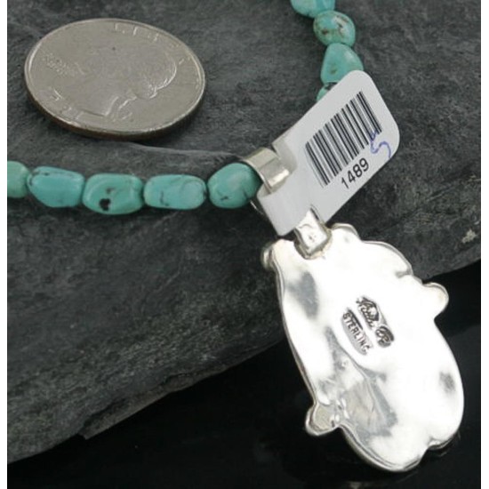 Handmade Certified Authentic Navajo .925 Sterling Silver Turquoise Native American Necklace 390673583619