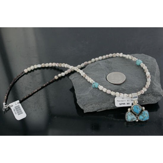 Handmade Certified Authentic Navajo .925 Sterling Silver Turquoise Native American Necklace 390675991086