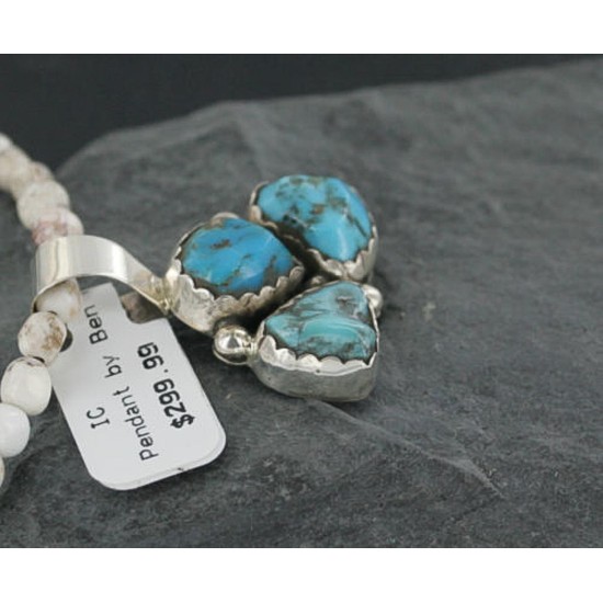 Handmade Certified Authentic Navajo .925 Sterling Silver Turquoise Native American Necklace 390675991086