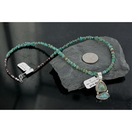 Handmade Certified Authentic Navajo .925 Sterling Silver Turquoise Native American Necklace 390685803546