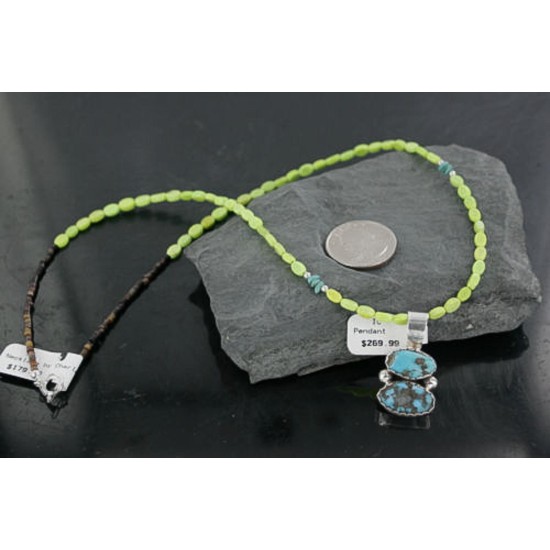 Handmade Certified Authentic Navajo .925 Sterling Silver Turquoise Native American Necklace 390687499348