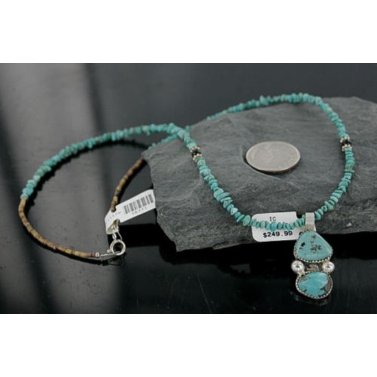 Handmade Certified Authentic Navajo .925 Sterling Silver Turquoise Native American Necklace 390725933050
