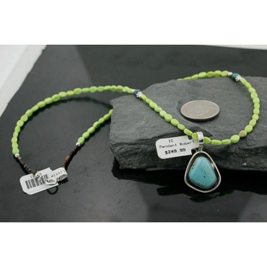 Handmade Certified Authentic Navajo .925 Sterling Silver Turquoise Native American Necklace 390731980759
