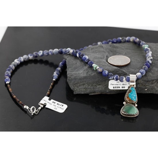 Handmade Certified Authentic Navajo .925 Sterling Silver  Turquoise Native American Necklace 390750315098