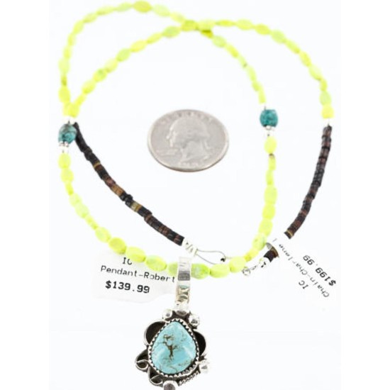 Handmade Certified Authentic Navajo .925 Sterling Silver Turquoise Native American Necklace 390781317325