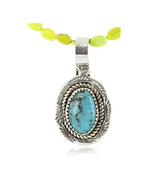 Handmade Certified Authentic Navajo .925 Sterling Silver Turquoise Native American Necklace 390784570617