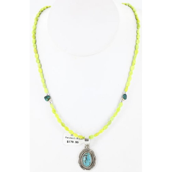 Handmade Certified Authentic Navajo .925 Sterling Silver Turquoise Native American Necklace 390784570617