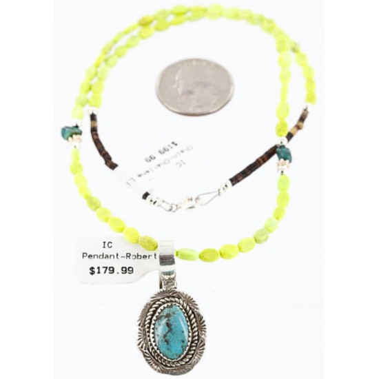 Handmade Certified Authentic Navajo .925 Sterling Silver Turquoise Native American Necklace 390784570617
