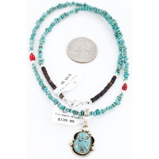 Handmade Certified Authentic Navajo .925 Sterling Silver Turquoise Native American Necklace 390788830101