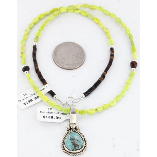 Handmade Certified Authentic Navajo .925 Sterling Silver Turquoise Native American Necklace 390791017442