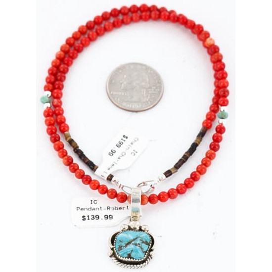 Handmade Certified Authentic Navajo .925 Sterling Silver Turquoise Native American Necklace 390792703752