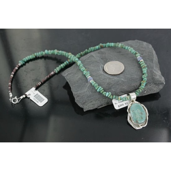 Handmade Certified Authentic Navajo .925 Sterling Silver Turquoise Native American Necklace & Pendant 370923819892