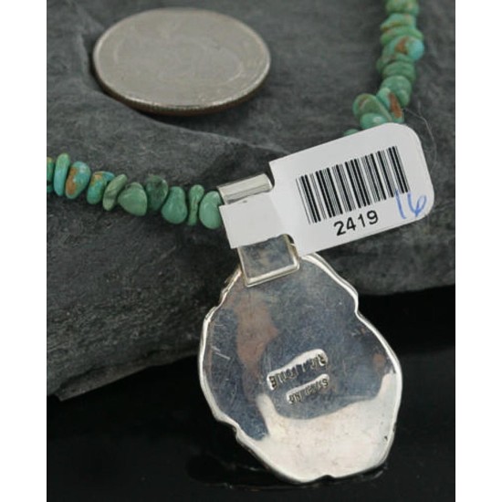 Handmade Certified Authentic Navajo .925 Sterling Silver Turquoise Native American Necklace & Pendant 370923819892