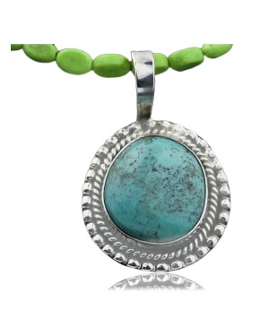Handmade Certified Authentic Navajo .925 Sterling Silver Turquoise Native American Necklace & Pendant 370972303256