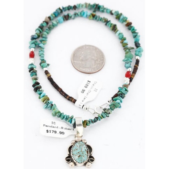 Handmade Certified Authentic Navajo .925 Sterling Silver Turquoise Native American Necklace & Pendant 371017063775