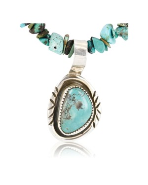 Handmade Certified Authentic Navajo .925 Sterling Silver Turquoise Native American Necklace & Pendant 371017514522
