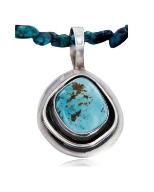 Handmade Certified Authentic Navajo .925 Sterling Silver Turquoise Native American Necklace & Pendant 390738955204