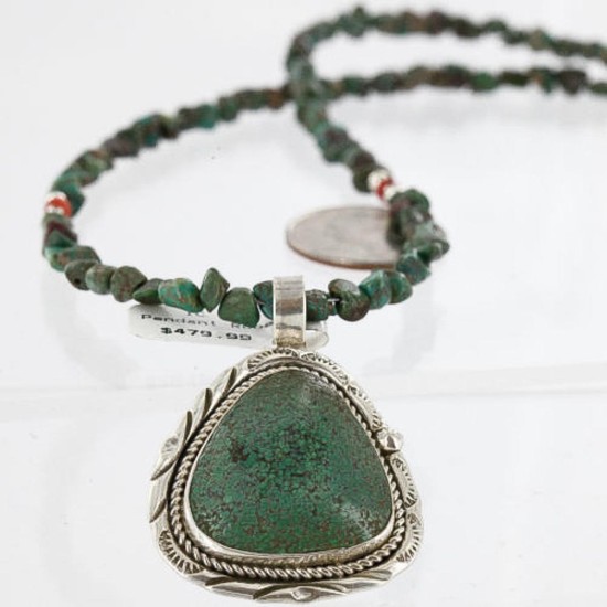 Handmade Certified Authentic Navajo .925 Sterling Silver Turquoise Native American Necklace & Pendant 390751176396