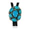 Handmade Certified Authentic Navajo .925 Sterling Silver Turquoise Nuggets Native American Leather Bolo Tie  1189
