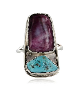 Handmade Certified Authentic Navajo .925 Sterling Silver Turquoise PURPLE SPINY Oyster Native American Ring  371059548000