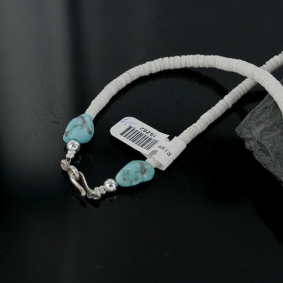 Handmade Certified Authentic Navajo .925 Sterling Silver Turquoise Spiny Oyster and Graduated Heishi Native American Necklace 390680419065