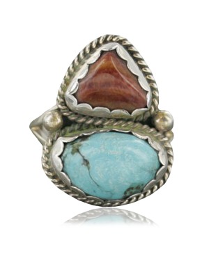 Handmade Certified Authentic Navajo .925 Sterling Silver Turquoise Spiny Oyster Native American Ring  370915313774