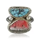 Handmade Navajo .925 Sterling Silver Turquoise Spiny Oyster Native American Ring 370958859865