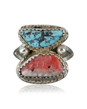 Handmade Certified Authentic Navajo .925 Sterling Silver Turquoise Spiny Oyster Native American Ring  370958859865