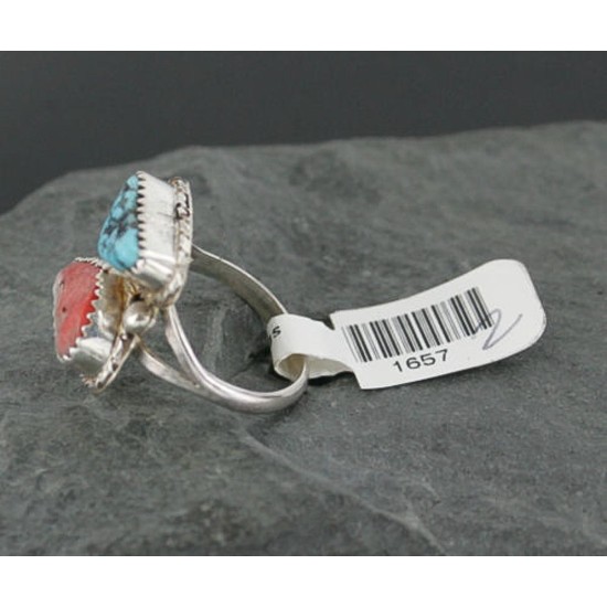 Handmade Certified Authentic Navajo .925 Sterling Silver Turquoise Spiny Oyster Native American Ring  370958859865
