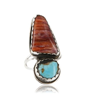 Handmade Certified Authentic Navajo .925 Sterling Silver Turquoise Spiny Oyster Native American Ring  370996028316