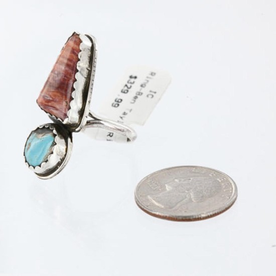 Handmade Certified Authentic Navajo .925 Sterling Silver Turquoise Spiny Oyster Native American Ring  370996028316
