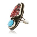 Handmade Navajo .925 Sterling Silver Turquoise Spiny Oyster Native American Ring 371008965323