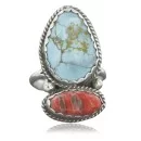 Handmade Navajo .925 Sterling Silver Turquoise Spiny Oyster Native American Ring 390741450904