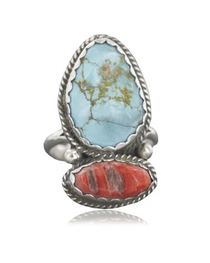 Handmade Certified Authentic Navajo .925 Sterling Silver Turquoise Spiny Oyster Native American Ring  390741450904