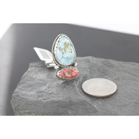 Handmade Certified Authentic Navajo .925 Sterling Silver Turquoise Spiny Oyster Native American Ring  390741450904