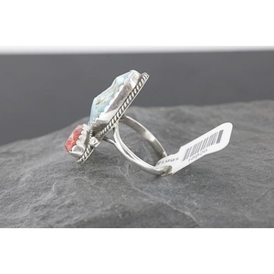 Handmade Certified Authentic Navajo .925 Sterling Silver Turquoise Spiny Oyster Native American Ring  390741450904
